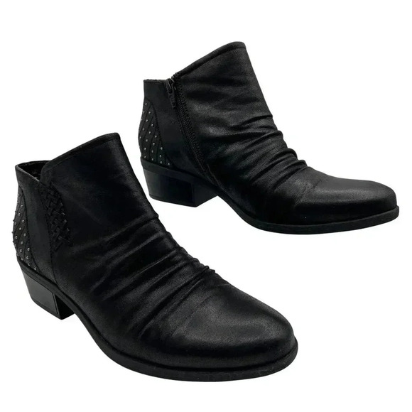 BareTraps Gericka Black Boots Studded Women 8.5M Pointed Toe Ruching  Booties - Picture 2 of 15